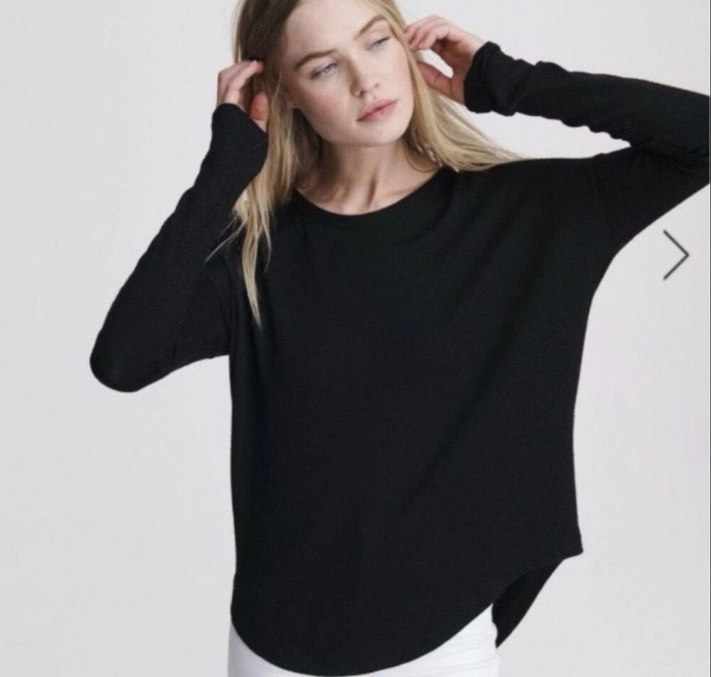 Rag & Bone $168 Hudson Lightweight Knit long sleeve Top black Women’s L NEW